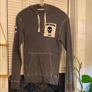 Sport of Kings Gray Waffle Hoodie with Skull Patch